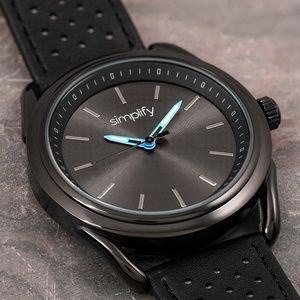 NWT All Black Women's Genuine Leather Band Watch